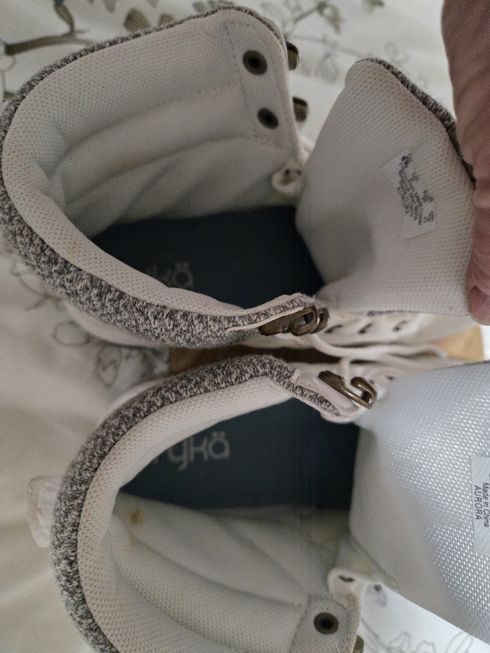 Ryka Women's Lace-Up High-Top Boots in White and Gray - Picture 8 of 9